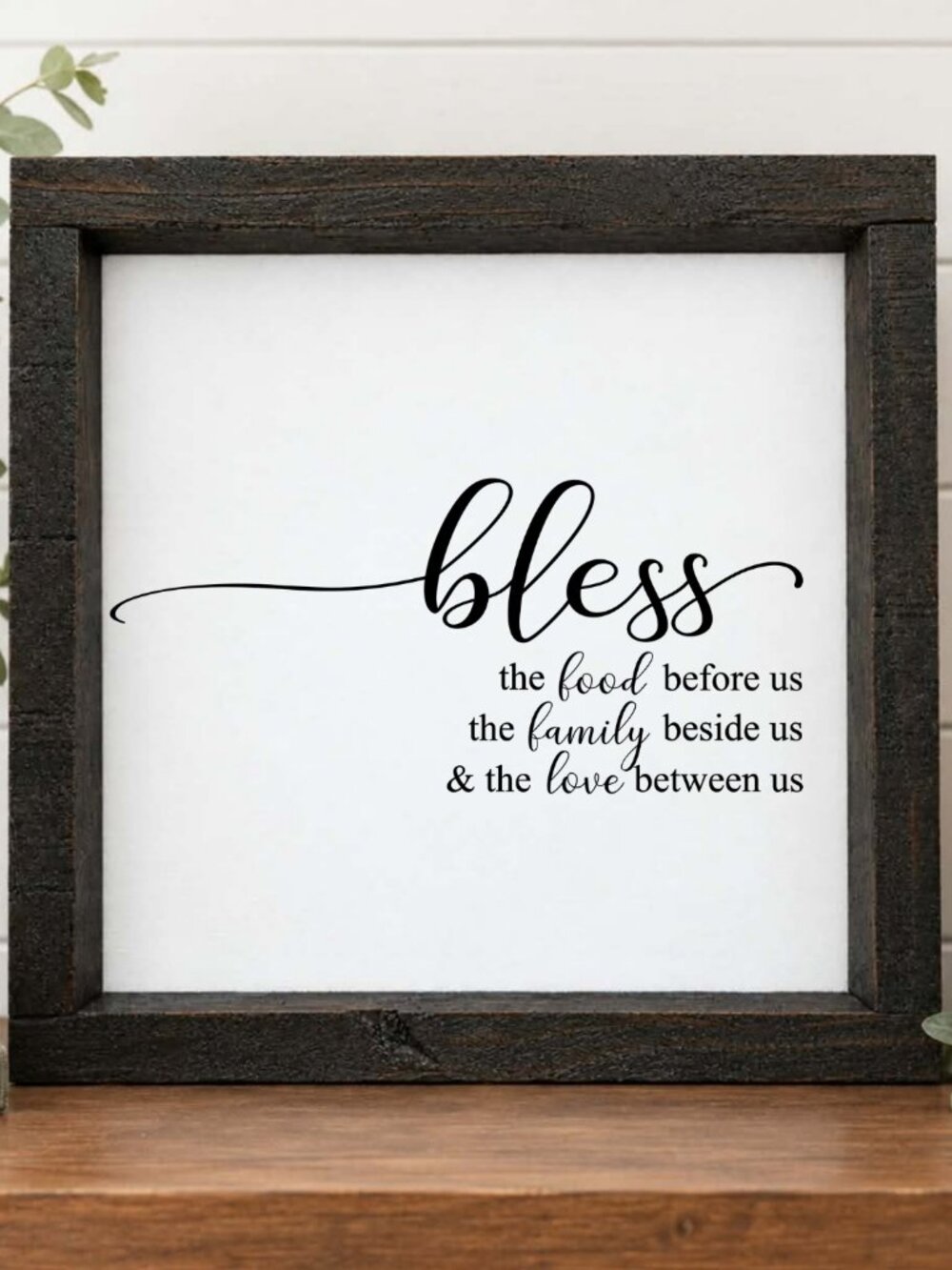 Bless The Food Before Us Handcrafted wood & canvas sign